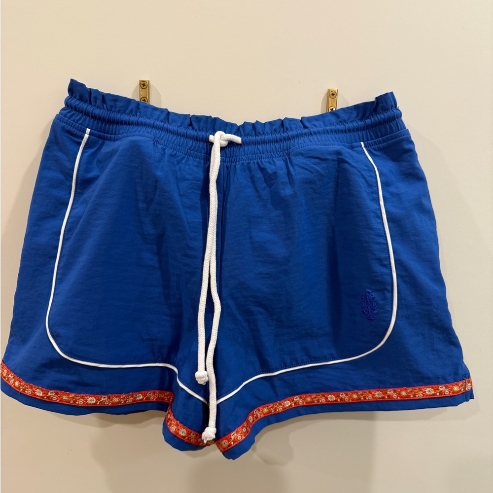FP Movement Blue Women's Athletic Shorts with White Trim